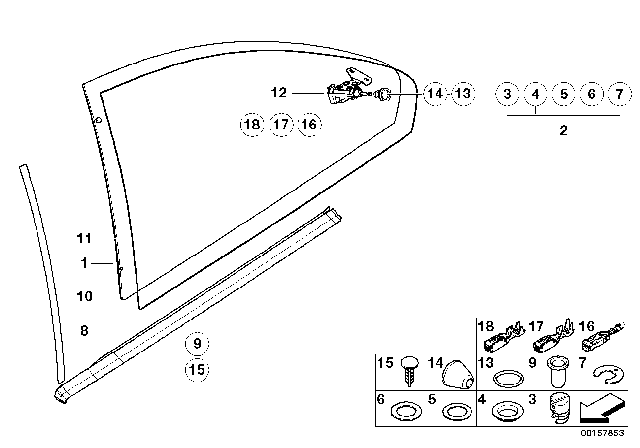 2005 BMW M3 Drive, Vent Window Left Diagram for 67158238743