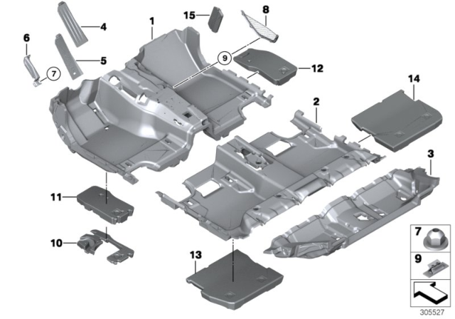 2015 BMW 550i GT Floor Trim, Front Diagram for 51477352324
