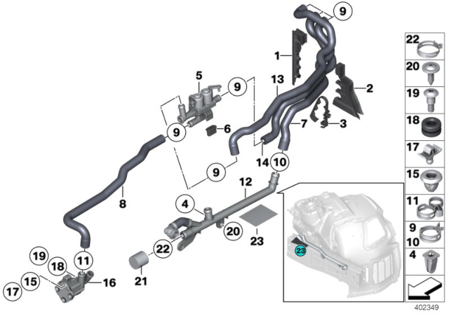 2017 BMW 650i Cooling Water Hoses Diagram