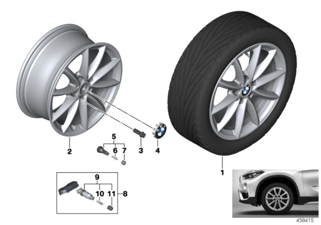 2020 BMW X1 BMW LA Wheel, V-Spoke Diagram 1