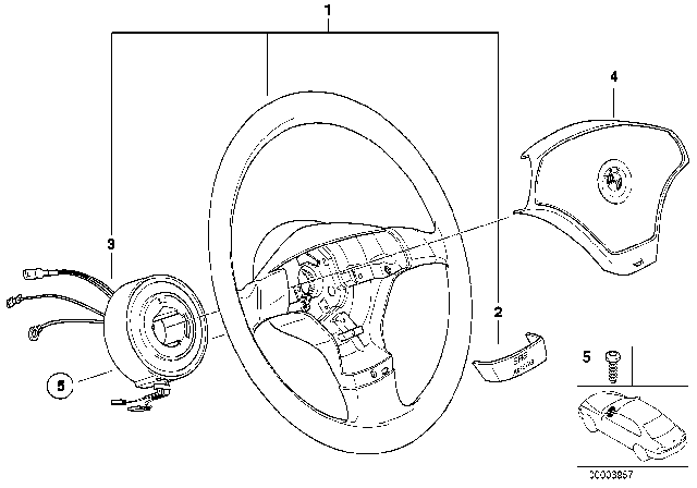 1998 BMW Z3 Hub Cap, Airbag Diagram for 32341092762