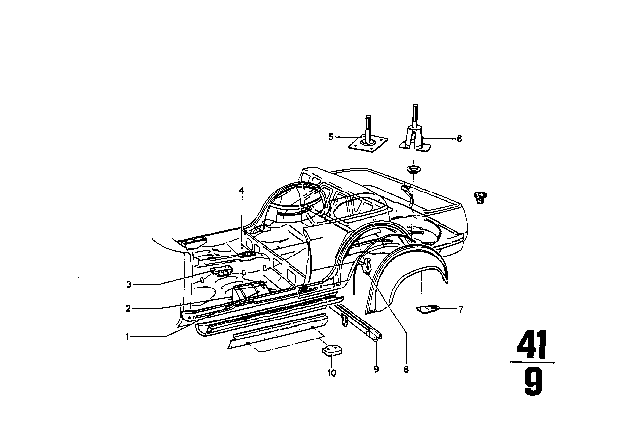 1967 BMW 1602 Floor pan Assembly Diagram 2