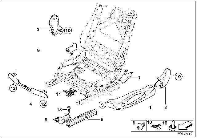 2010 BMW 335i Seat Front Seat Coverings Diagram