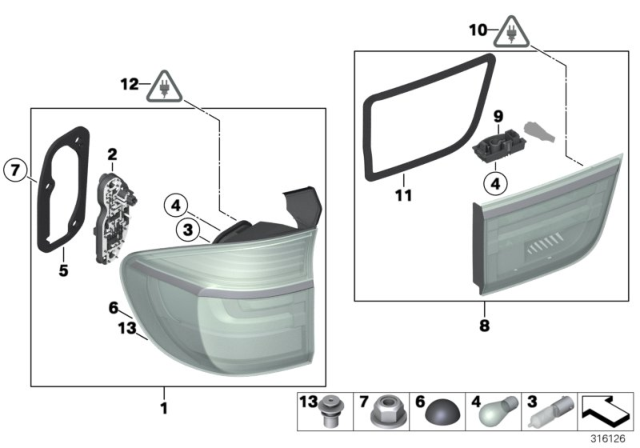 2012 BMW X5 Bulb Holder, Rear Light Side Panel,Right Diagram for 63217262574