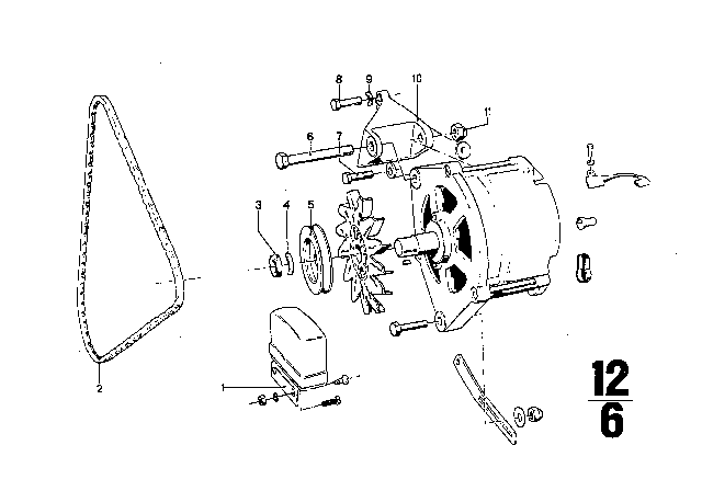 1971 BMW 3.0CS Generator, Individual Parts Diagram 1