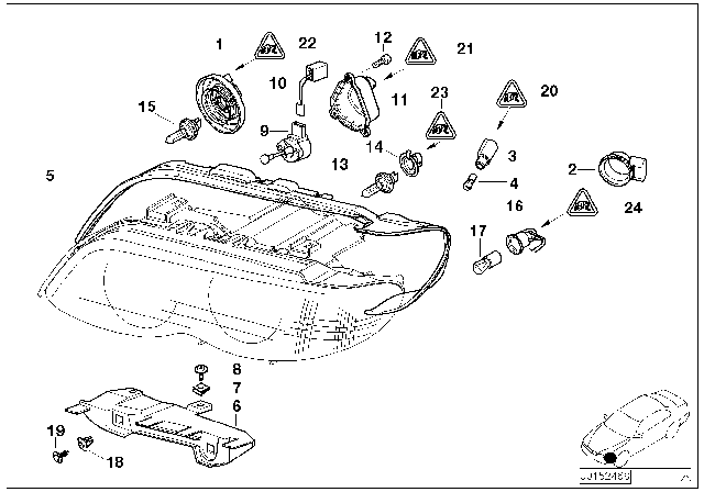 2003 BMW X5 Single Components For Headlight Diagram 1