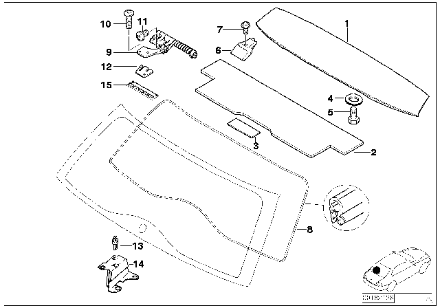 2005 BMW 325i Trunk Lid / Rear Window Diagram