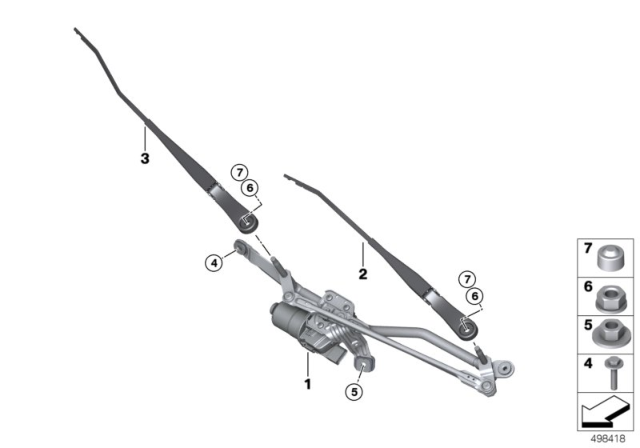 2020 BMW 228i xDrive Gran Coupe WIPER ARM, DRIVER'S SIDE Diagram for 61617453958