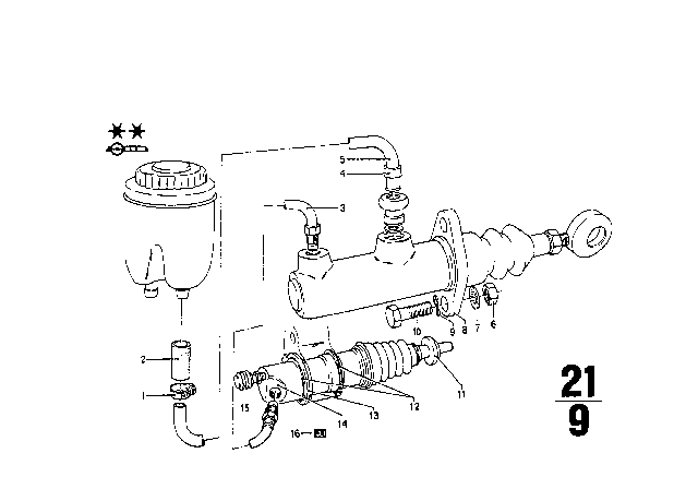 1974 BMW 2002tii Input Cylinder Clutch Diagram for 21521104510
