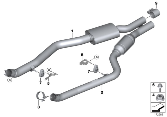 2012 BMW X6 Catalytic Converter / Front Silencer Diagram