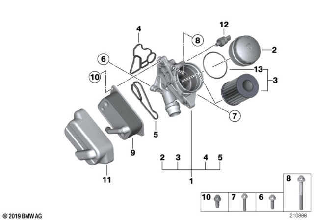 2017 BMW X5 Lubrication System - Oil Filter, Heat Exchanger Diagram