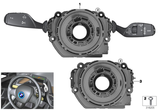 2016 BMW i3 Switch Cluster Steering Column Diagram 1
