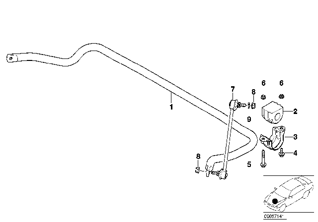 2001 BMW Z8 Stabilizer Rubber Mounting Diagram for 31356752271