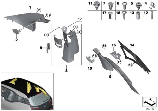 2018 BMW i3s Cover, Column A Left Diagram for 51437376213