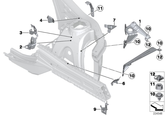 2012 BMW X3 Front Body Bracket Diagram 1