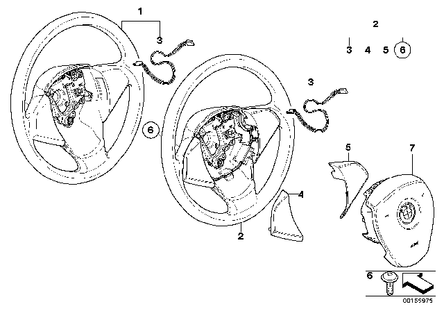 2008 BMW X3 Steering Wheel Airbag Diagram