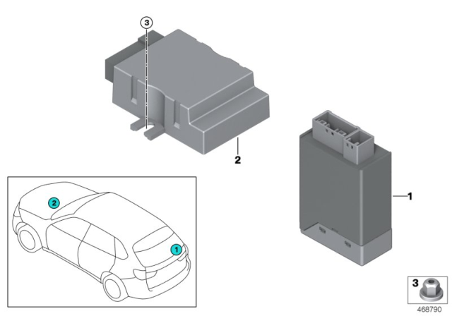 2018 BMW X5 Tank Function Module Diagram for 16147471397