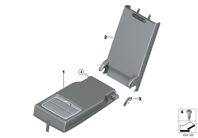 2020 BMW 330i xDrive Rear Seat Centre Armrest Diagram