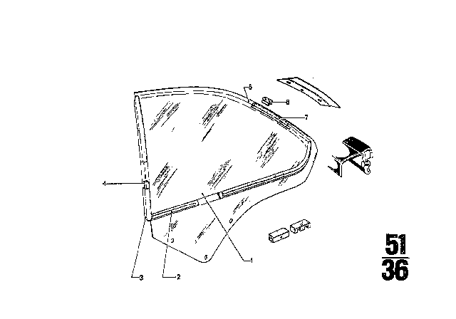 1969 BMW 2800CS Glazing Diagram 2