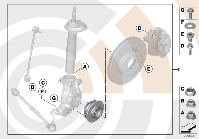 2000 BMW 540i Kit, Wheel Bearing, Front / Value Line Diagram