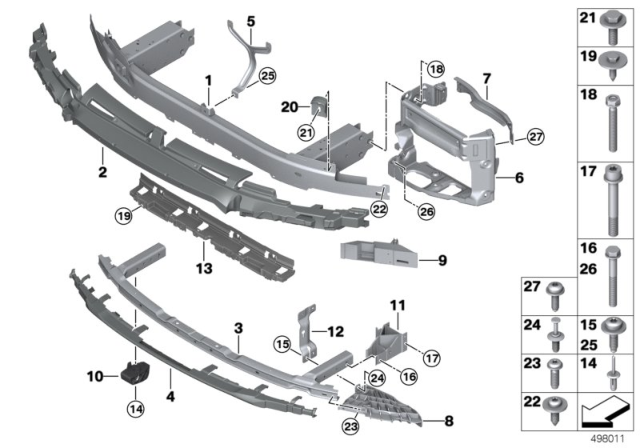 2020 BMW 530i Support, Front Diagram 1