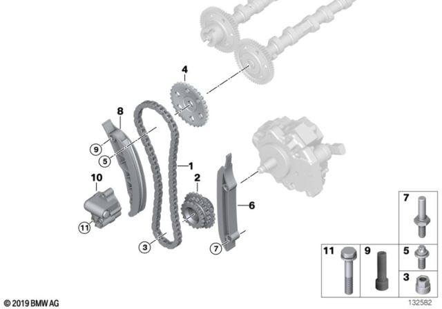 2009 BMW X5 Timing Chain Tensioner Diagram for 11312249626