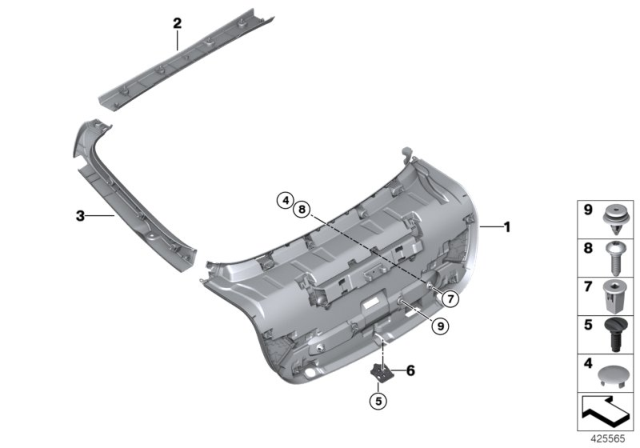 2018 BMW 430i xDrive Gran Coupe Trim Panel, Rear Trunk / Trunk Lid Diagram 2