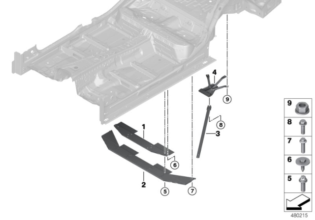 2017 BMW 540i Brace For Body Rear End Diagram