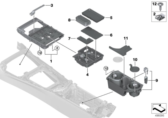 2019 BMW Z4 Storage Compartment, Centre Console Diagram
