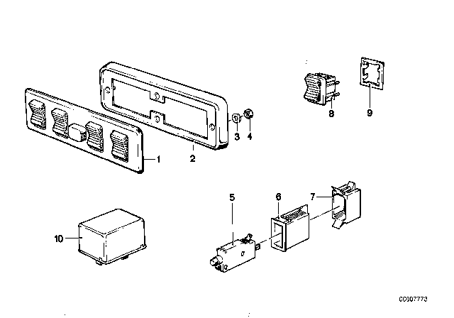 1975 BMW 530i Switch Combination Electrical Window Lifter Diagram