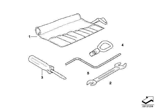 2008 BMW 535xi Additional Tool Kit Diagram