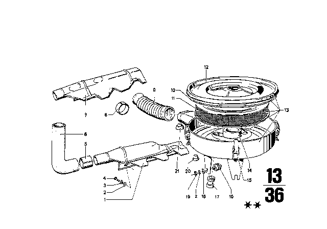 1976 BMW 2002 Intake Silencer / Filter Cartridge Diagram 1