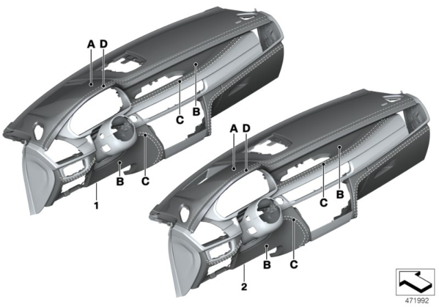 2015 BMW X6 Individual Instrument Panel, Leather Diagram
