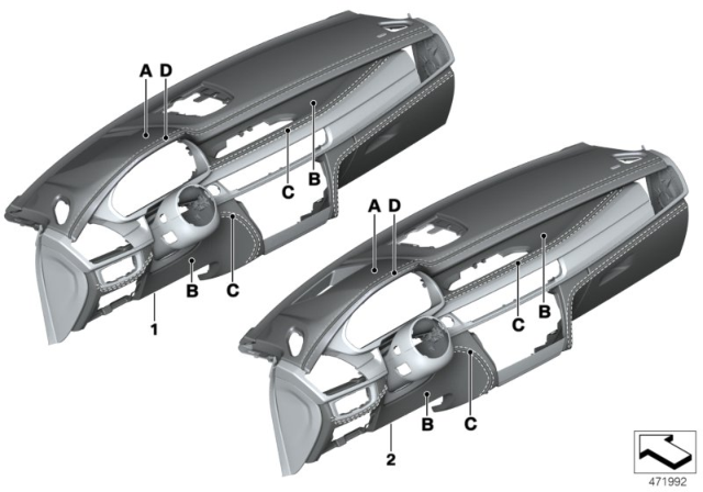 2019 BMW X6 TRIM PANEL DASHBOARD, LEATHE Diagram for 51457990385