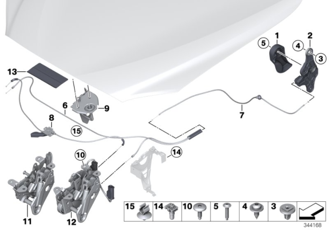 2017 BMW 640i xDrive Engine Bonnet, Closing System Diagram