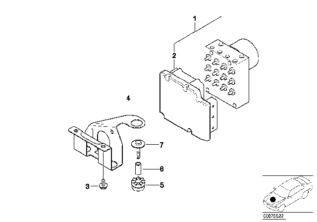 2001 BMW Z3 Hydro Unit DSC / Control Unit / Fastening Diagram