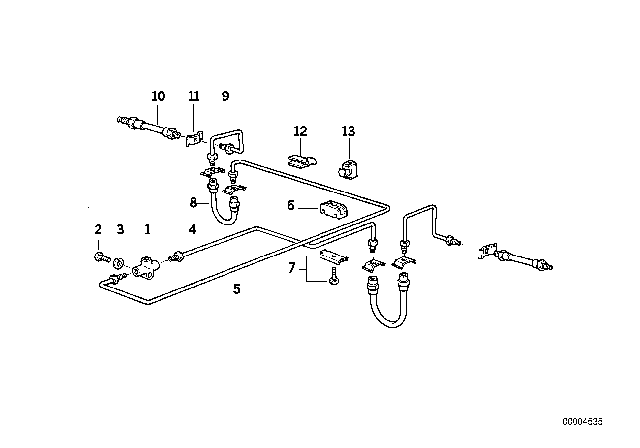 1994 BMW 525i Brake Pipe Rear ABS Diagram 1