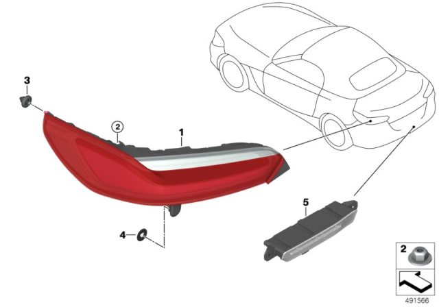 2020 BMW Z4 Tail Light Right Diagram for 63217439020