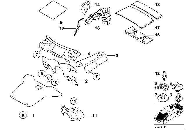 SOUND INSULATING ROOF FRONT Diagram for 51488399645