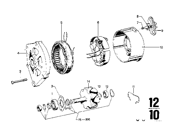 1976 BMW 3.0Si Generator, Individual Parts Diagram