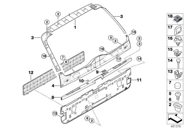 2000 BMW X5 Trim Panel, Rear Trunk / Trunk Lid Diagram 2