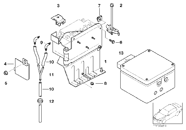 1995 BMW 750iL Mounting & Attachment Parts F. 2nd Battery Diagram