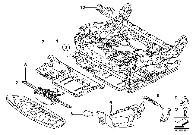 2010 BMW X5 M Electrical Seat Mechanism, Right Diagram for 52109159516