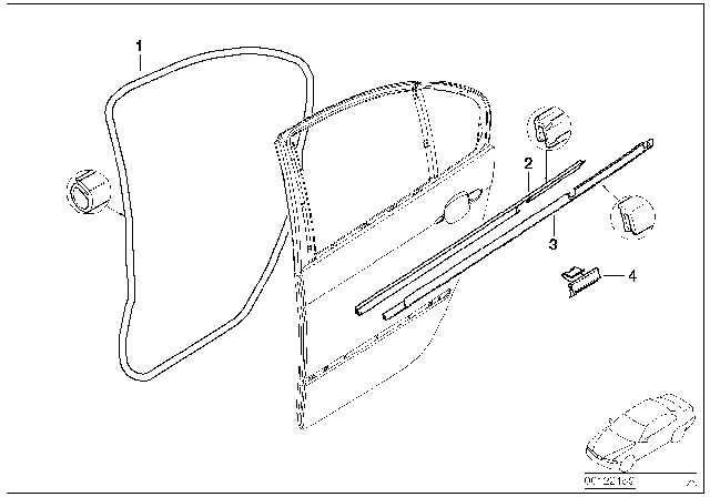 2005 BMW 330xi Door Weatherstrip Diagram 2