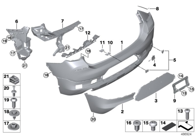 2020 BMW X2 Guide, Bumper, Side Inner Left Diagram for 51127426439