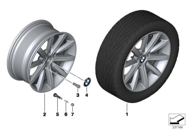 2015 BMW 640i xDrive Gran Coupe BMW LA Wheel, Star Spoke Diagram 3