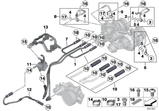 2013 BMW M6 Cooling System, Turbocharger Diagram