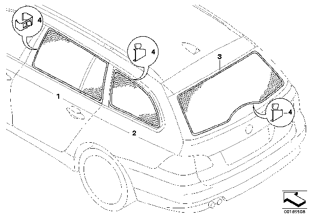 2010 BMW 528i Sunblind Diagram