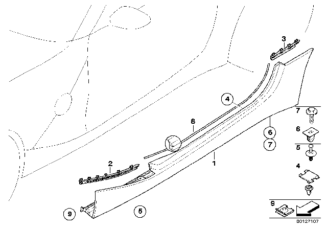 2005 BMW Z4 Cover Door Sill / Wheel Arch Diagram