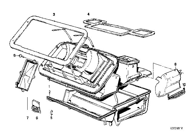 1990 BMW 325ix Housing Parts Heater / Microfilter Instrument Diagram 1